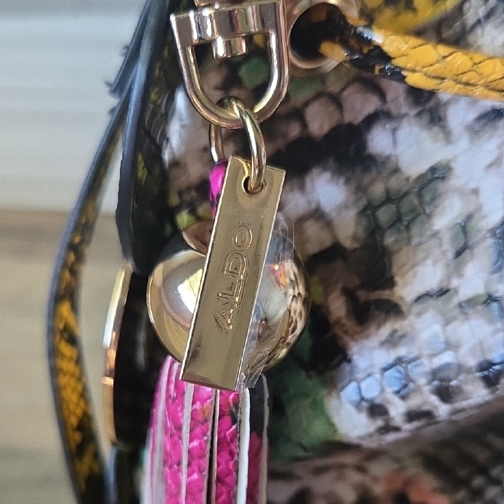 Aldo Multicolor Python Snake-Print Bucket Bag wit… - image 7